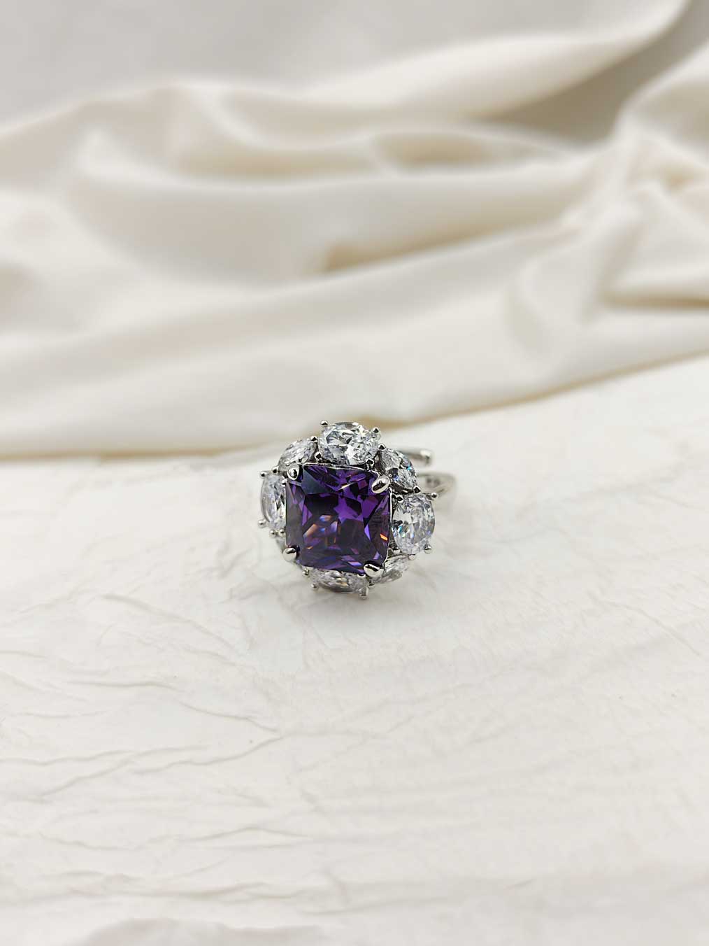 Cubic Zircon Big Adjustable Women's Finger Ring