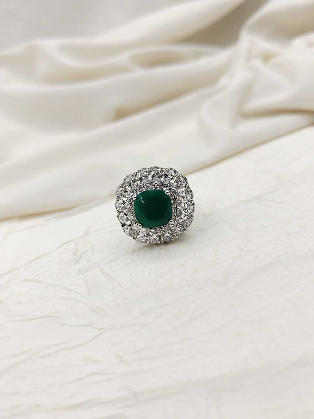 Bold And Beautiful Cubic Zircon Women's Adjustable Big Finger Ring