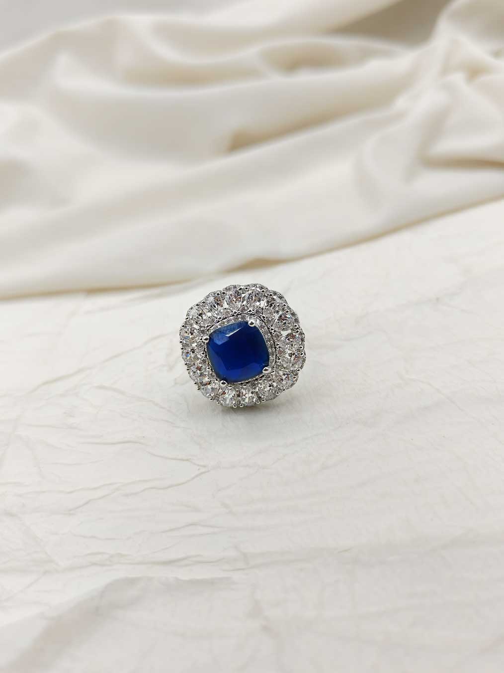 Bold And Beautiful Cubic Zircon Women's Adjustable Big Finger Ring