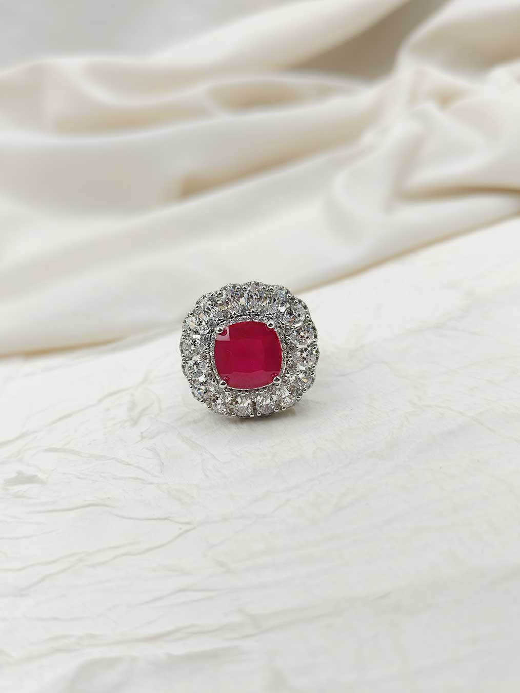 Bold And Beautiful Cubic Zircon Women's Adjustable Big Finger Ring