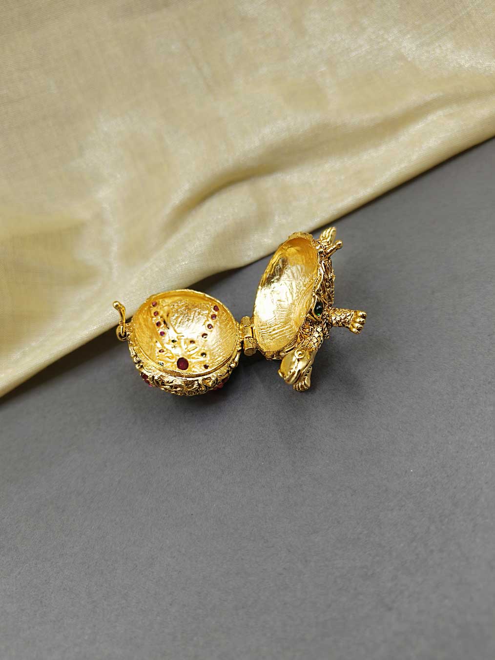 Tortoise Gold Plated Kumkum Box / Sindoor Box
