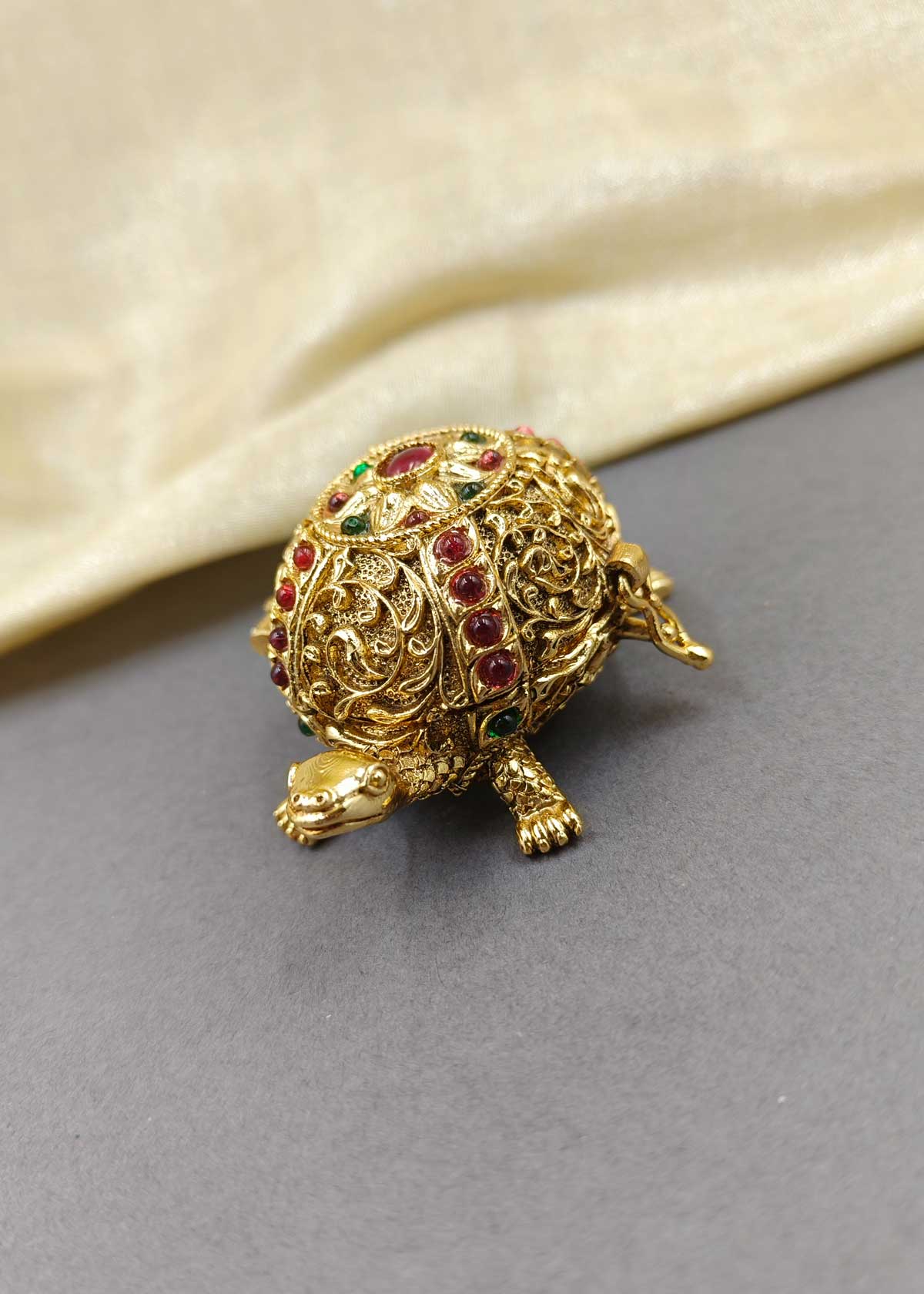 Tortoise Gold Plated Kumkum Box / Sindoor Box