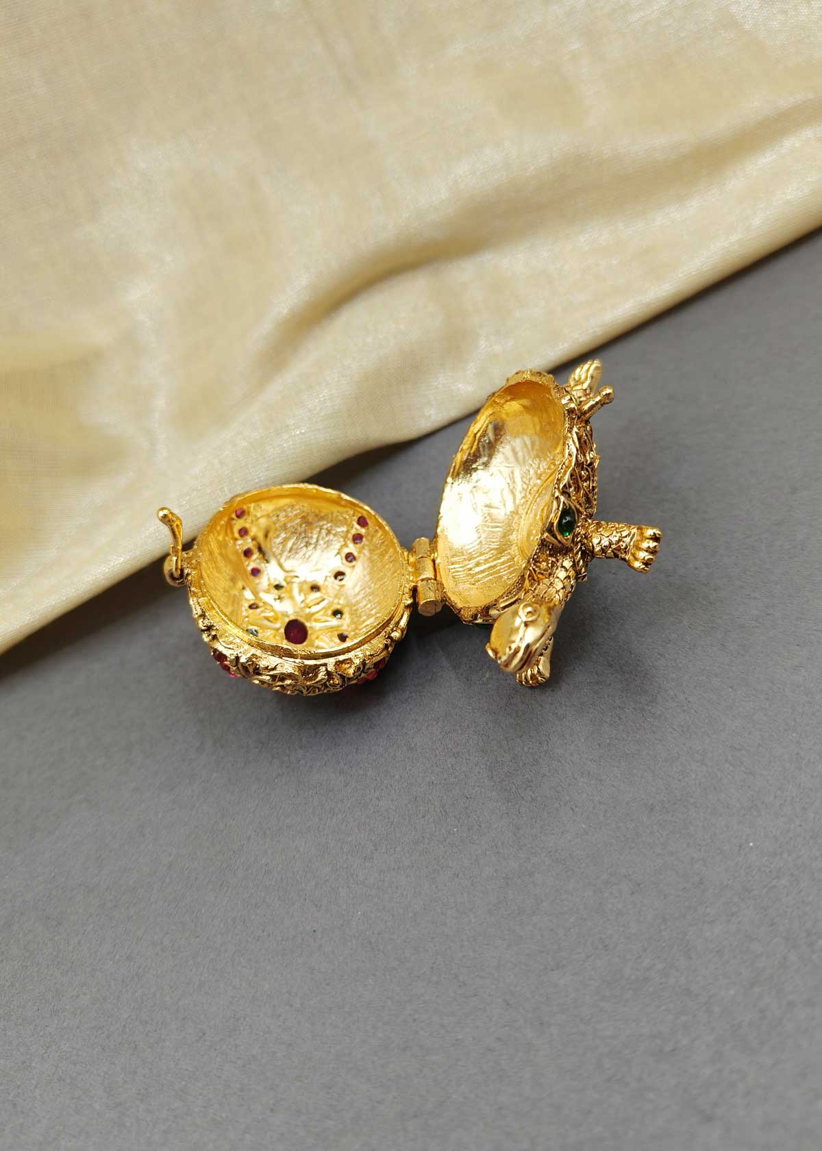 Tortoise Gold Plated Kumkum Box / Sindoor Box