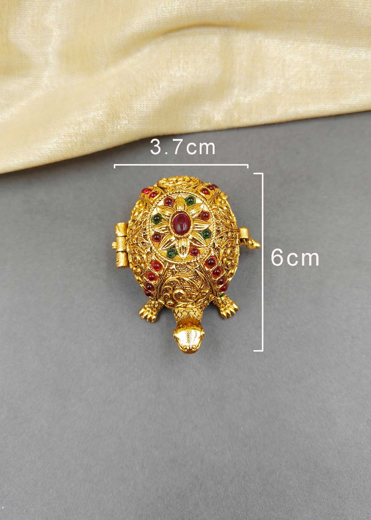 Antique Gold Traditional Auspicious Tortoise Kumkum Box / Kumkum Box