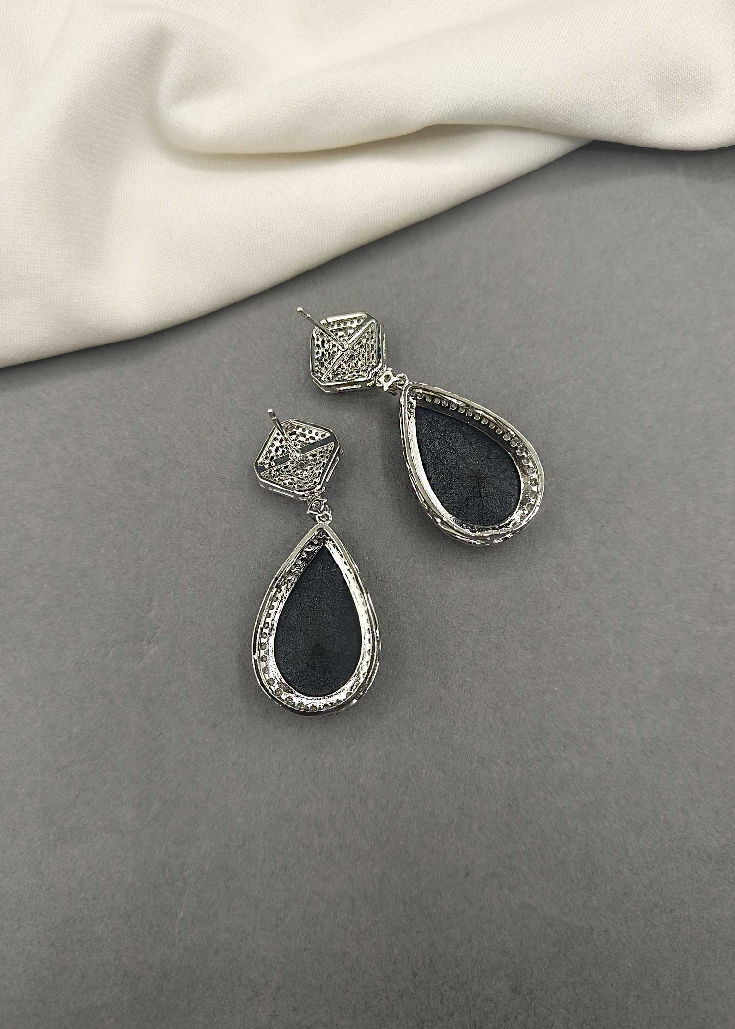 Cubic Zircon Big Drop Shape Ruby / Sapphire Women Earring