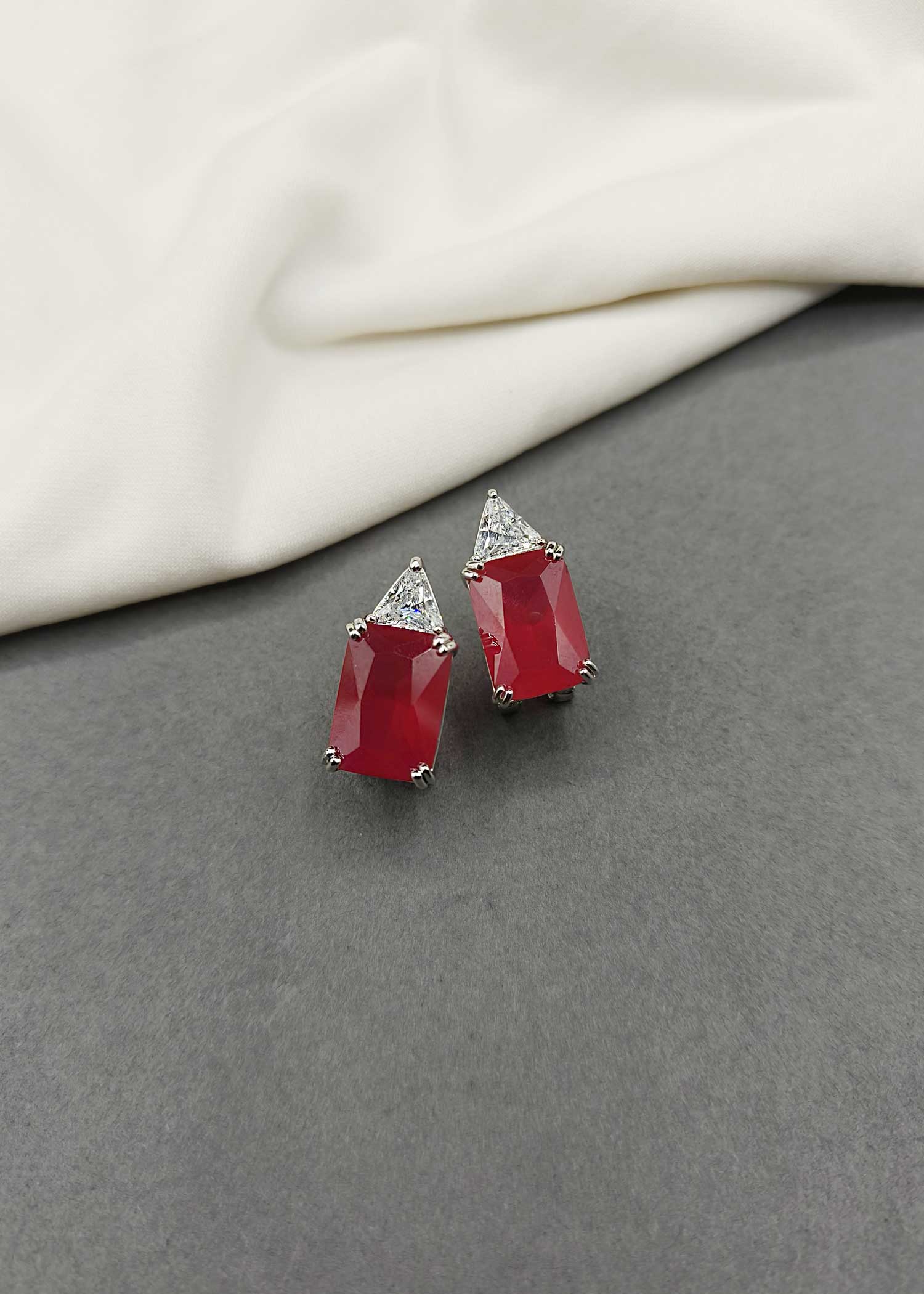 Cubic Zircon Small Triangle Shape Stud Earring