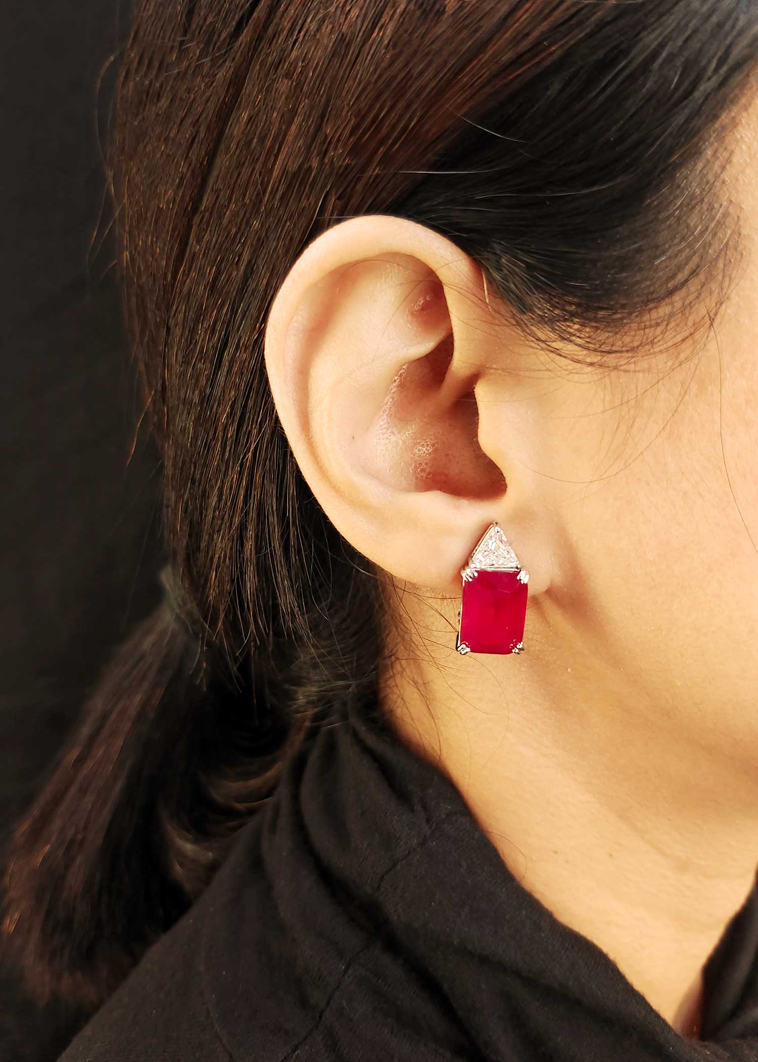 Cubic Zircon Small Triangle Shape Stud Earring