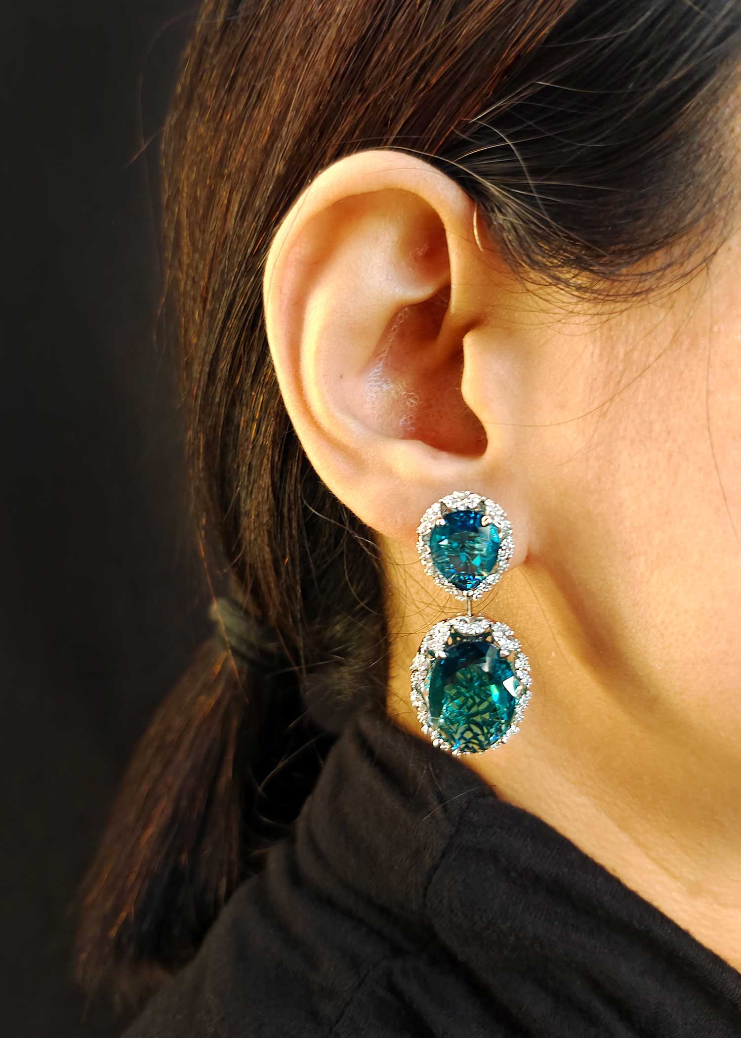 Cubic Zircon Big Stone Designer Women Earring