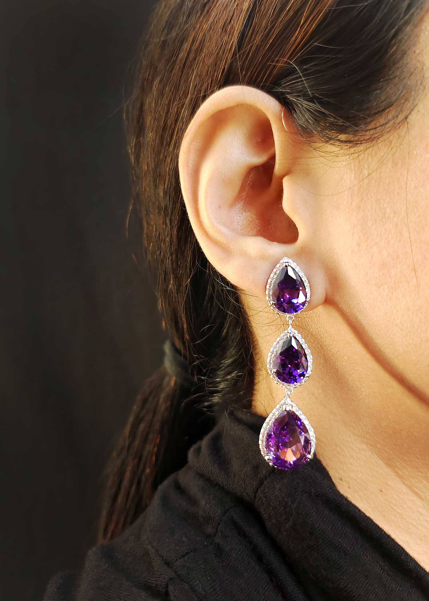 Cubic Zircon Drop Shape Long Women Earring