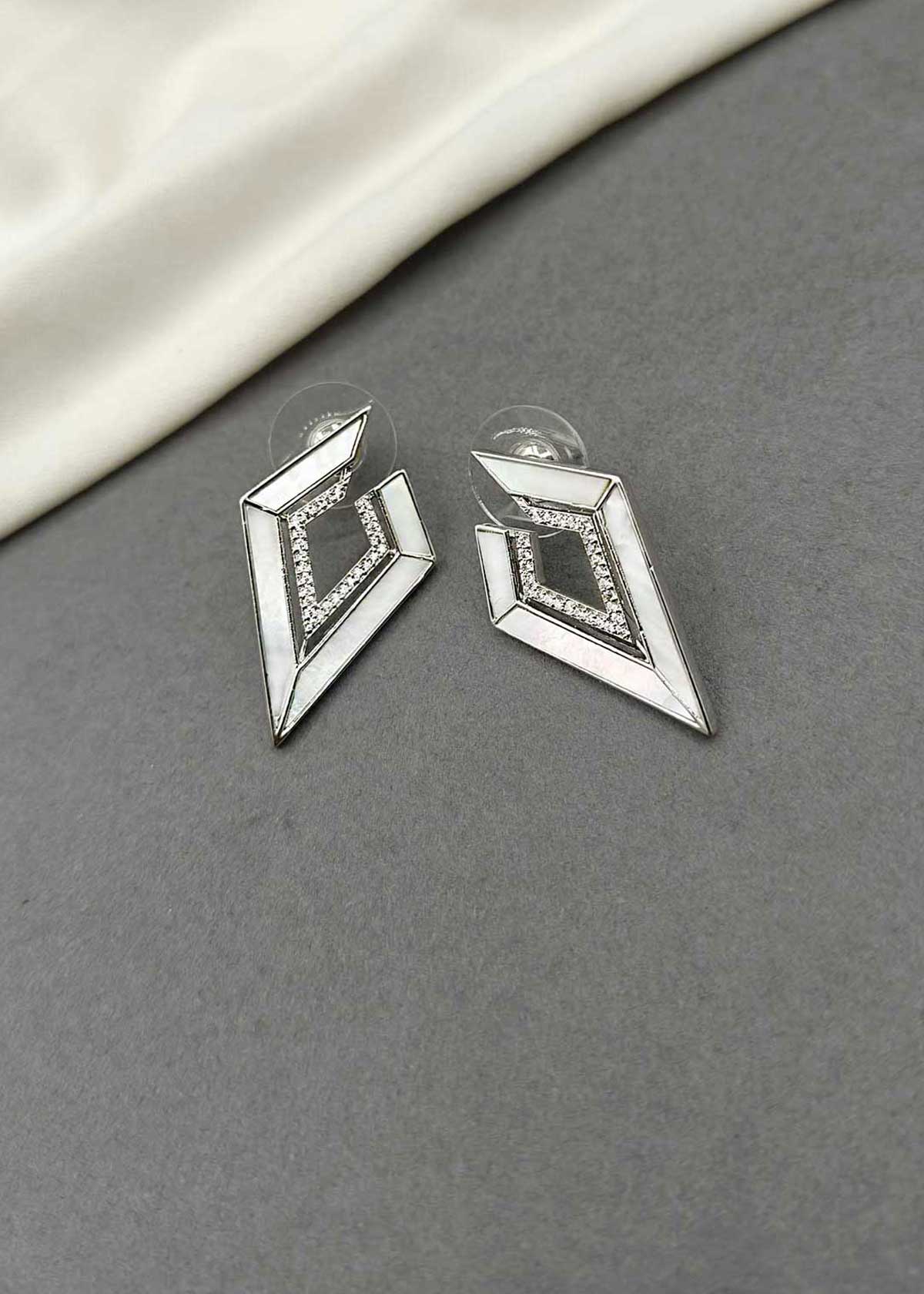 Cubic Zircon Mother Of Pearl Stud Earring