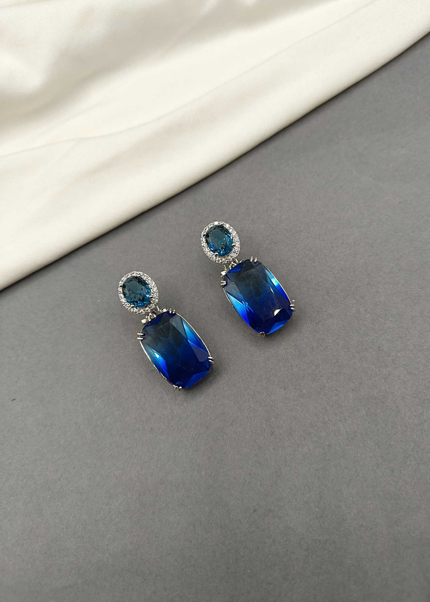 Cubic Zircon Dual Colour Silver Plated Small Earring
