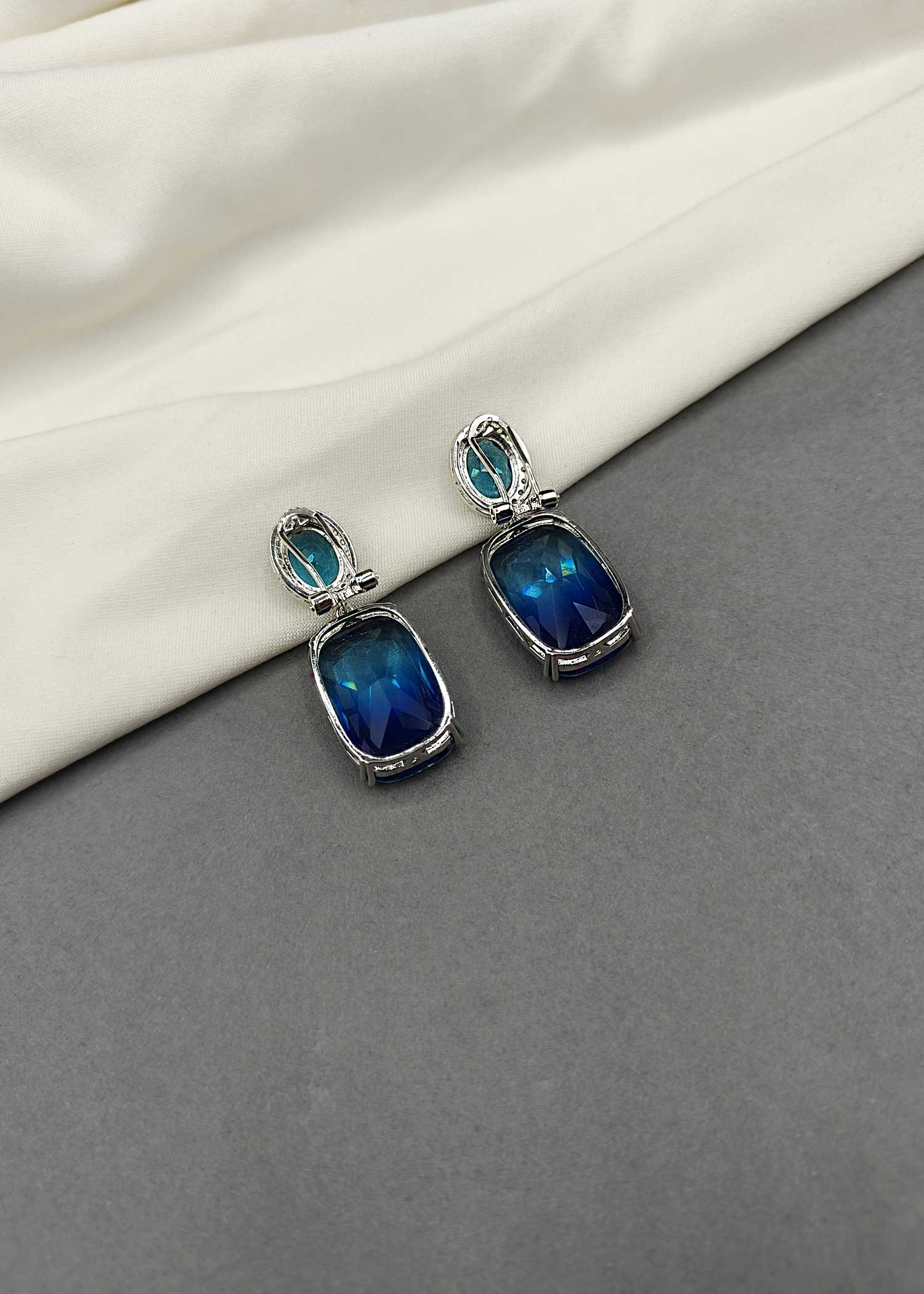 Cubic Zircon Dual Colour Silver Plated Small Earring