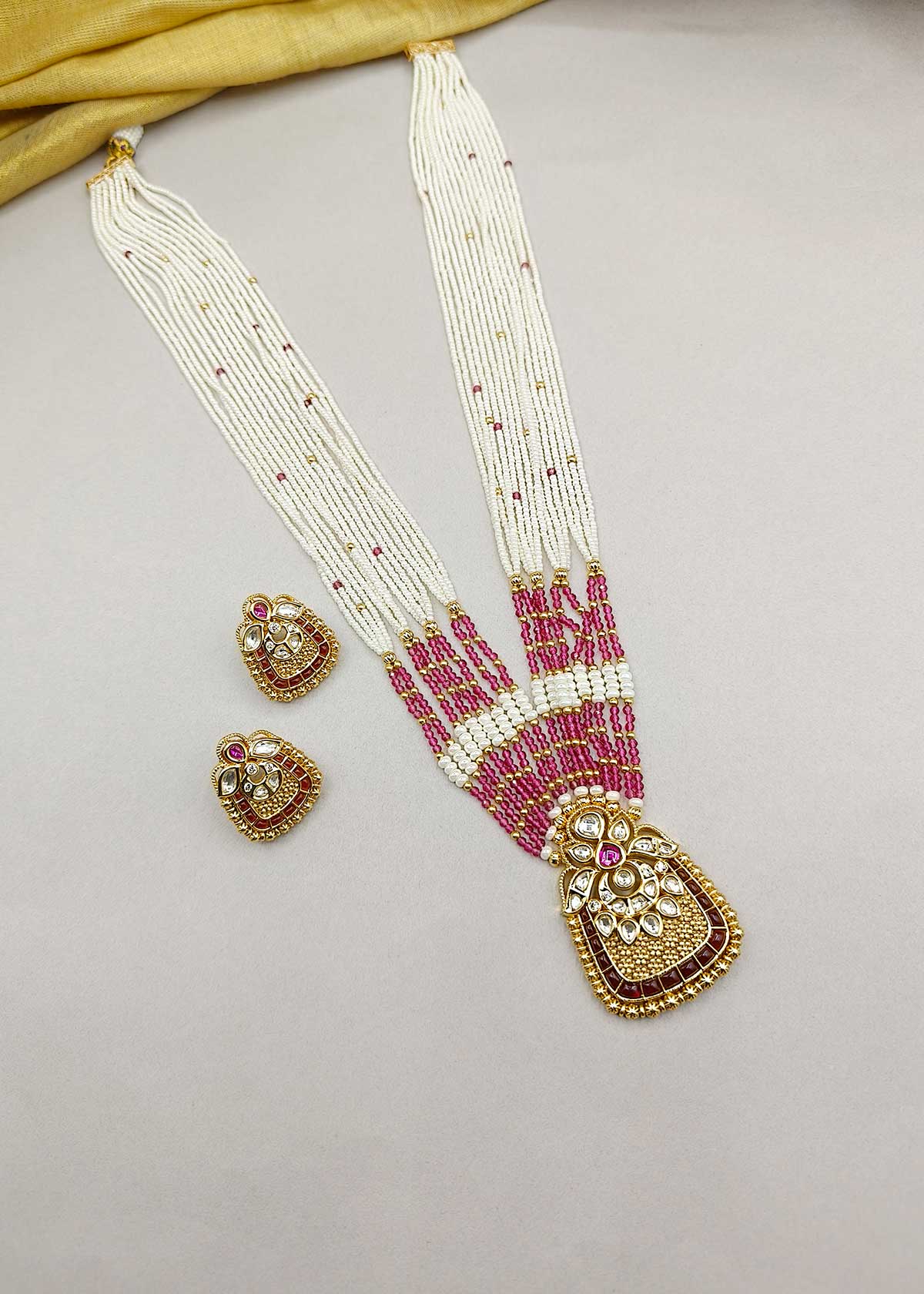 Kundan Pearl Long Necklace Set