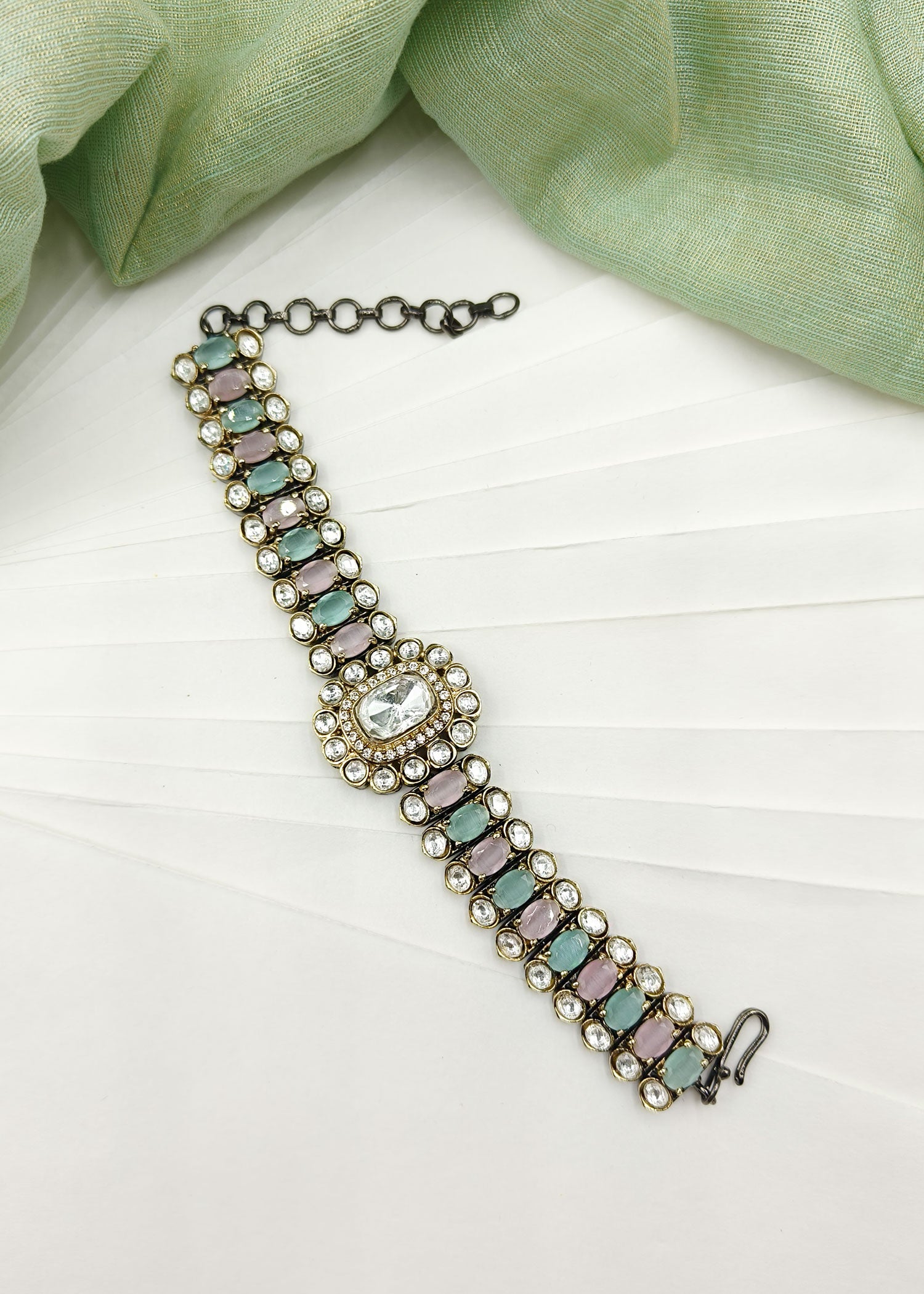 Traditional Stone & Kundan Watch Style Women Loose Bracelet