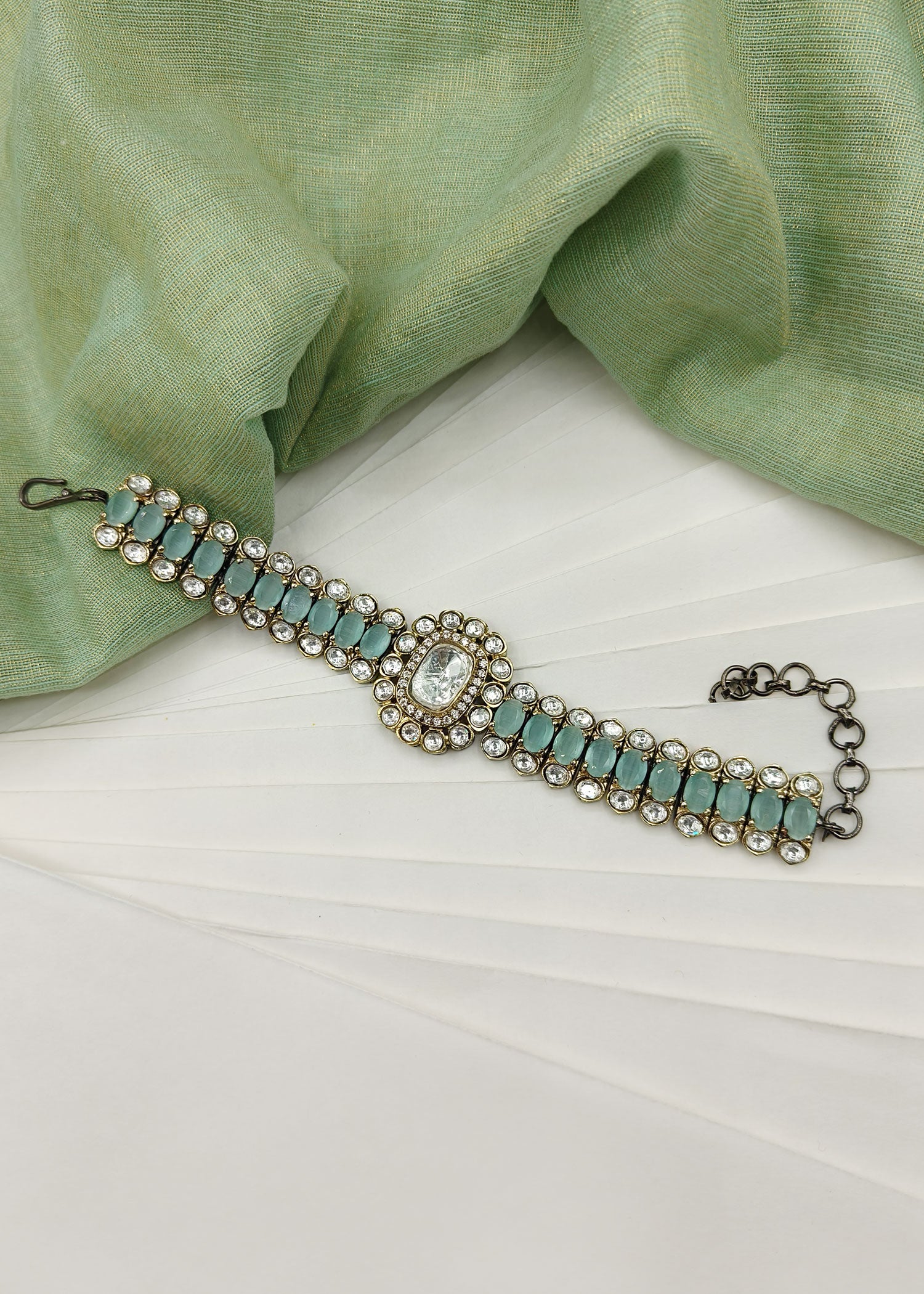 Traditional Stone & Kundan Watch Style Women Loose Bracelet