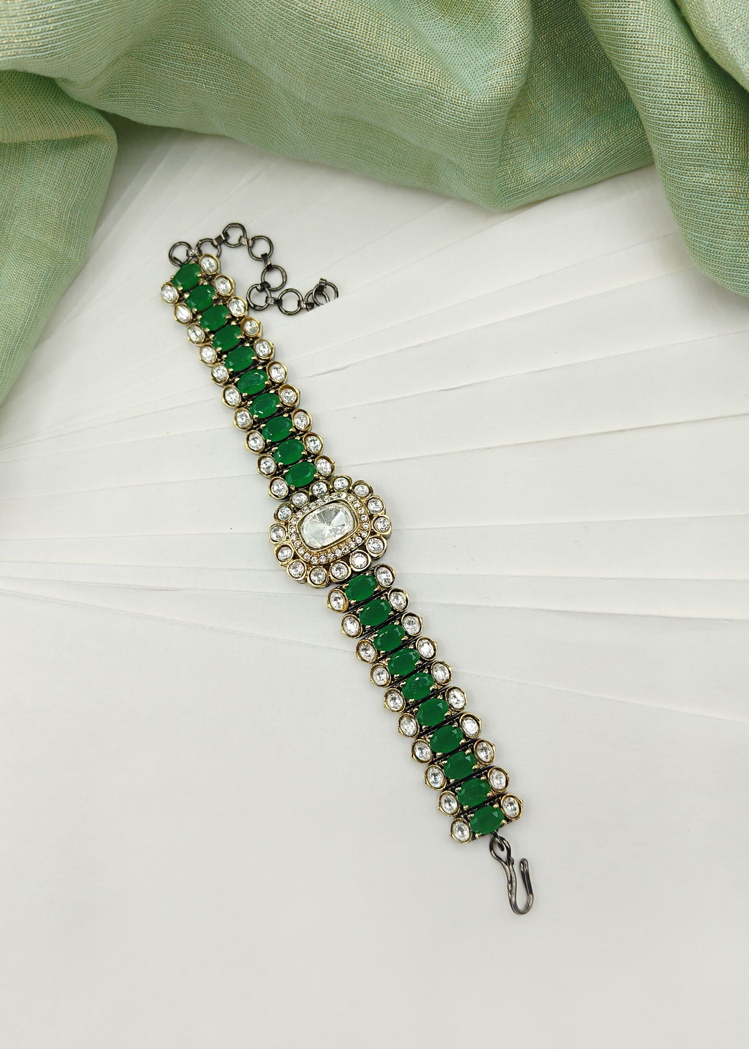 Traditional Stone & Kundan Watch Style Women Loose Bracelet