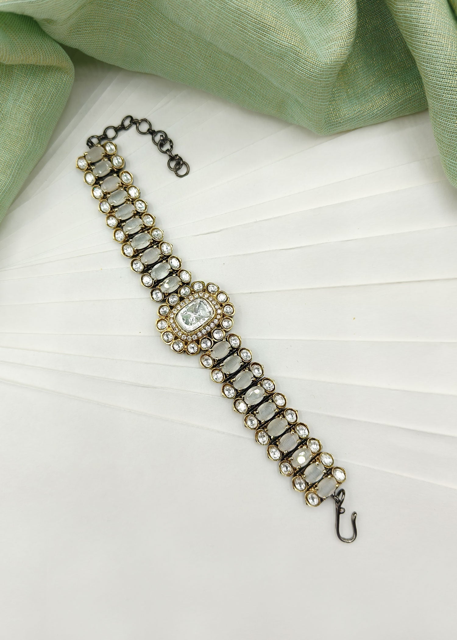 Traditional Stone & Kundan Watch Style Women Loose Bracelet