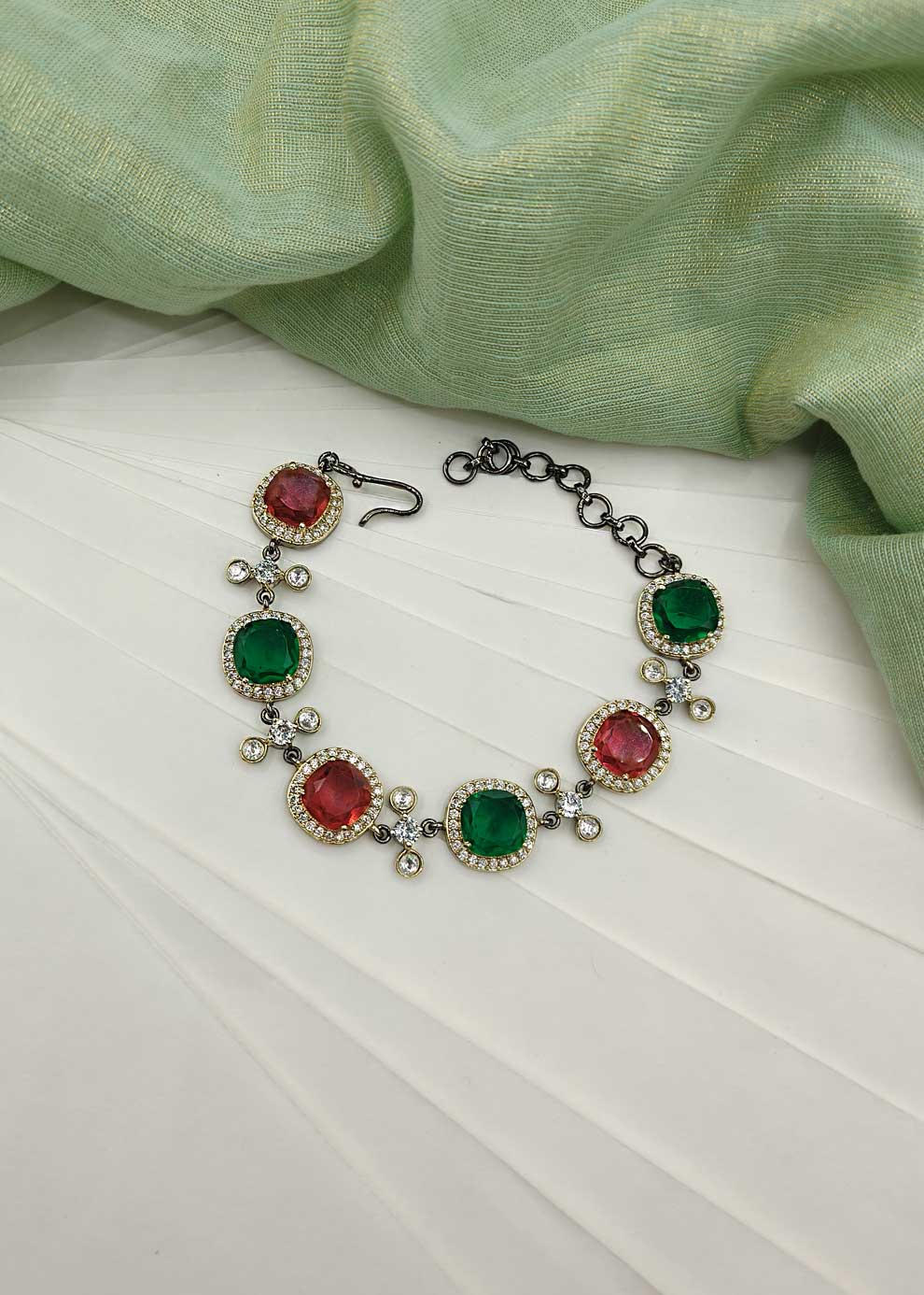 Beautifully Design Cubic Zircon Black Polish Women Loose Bracelet