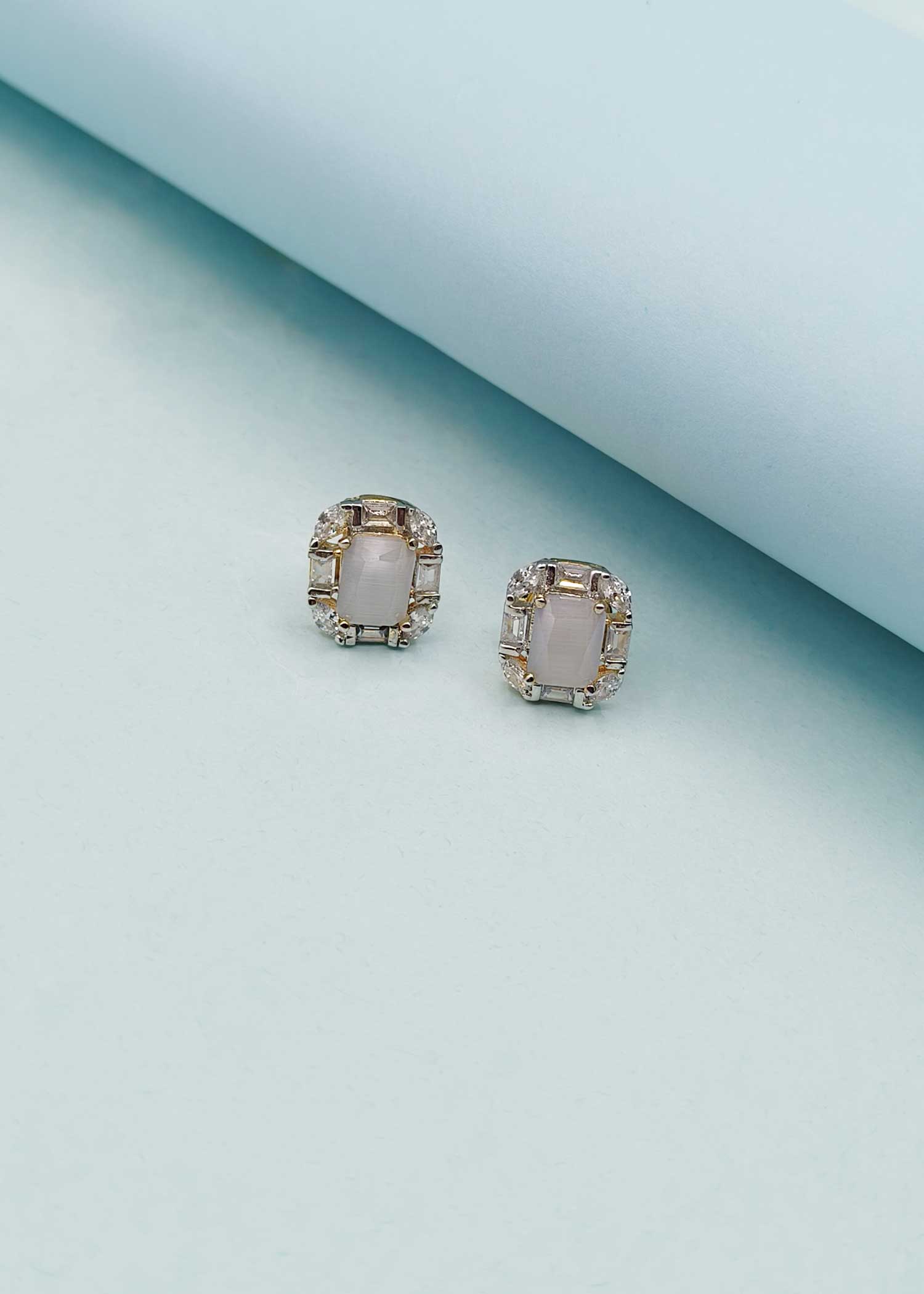 Square Shape Baguette Diamond Grey Pendant Set