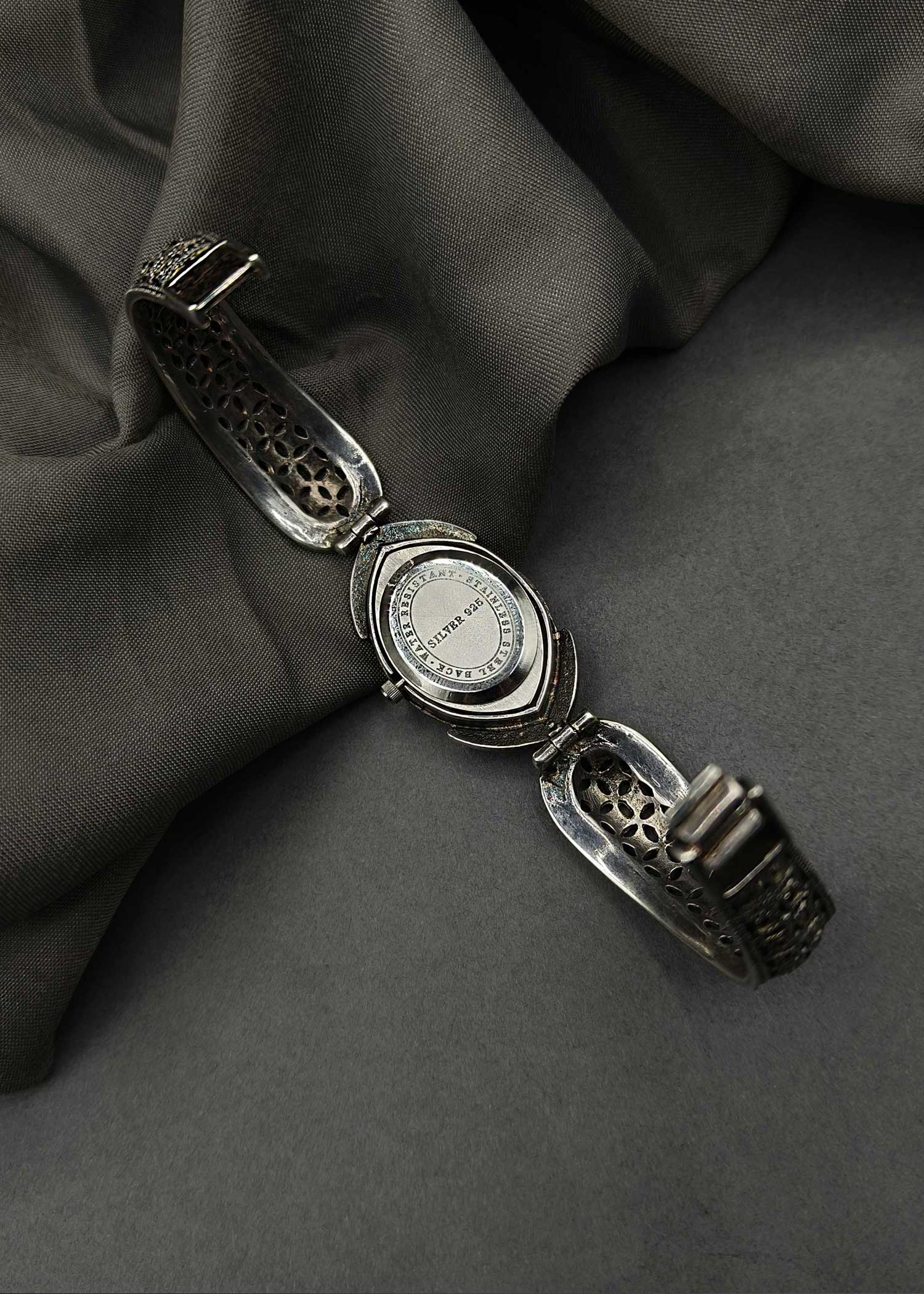 92.5 Sterling Silver Marcasite Stone Women Watch