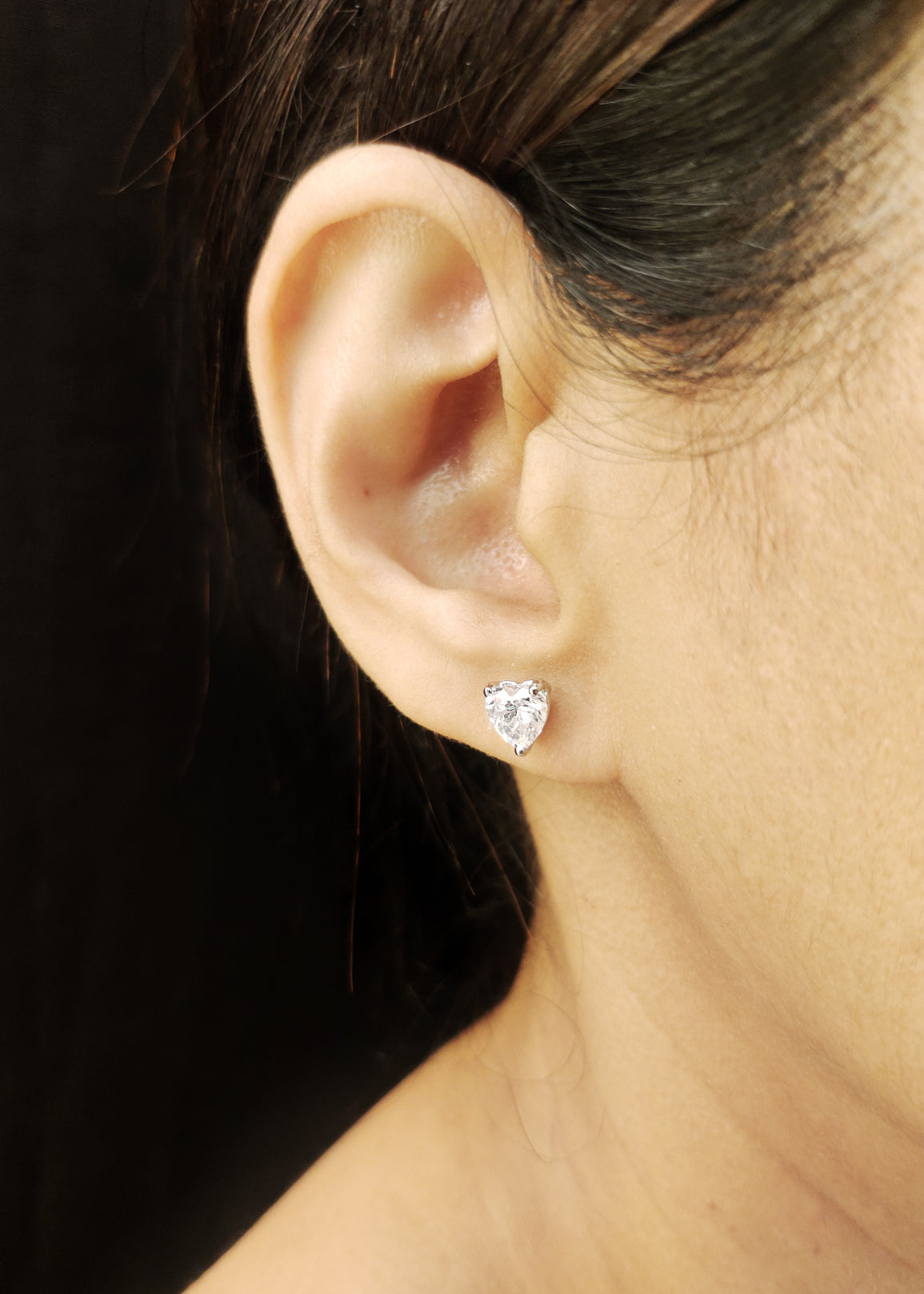 92.5 Sterling Silver Heart Designer Small Stud Earring