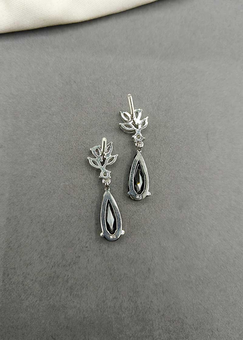 Cubic Zircon With Marquise Diamond Black Small Earring