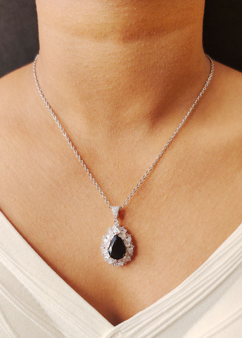 Drop Shape Colorful Diamond Pendant Set