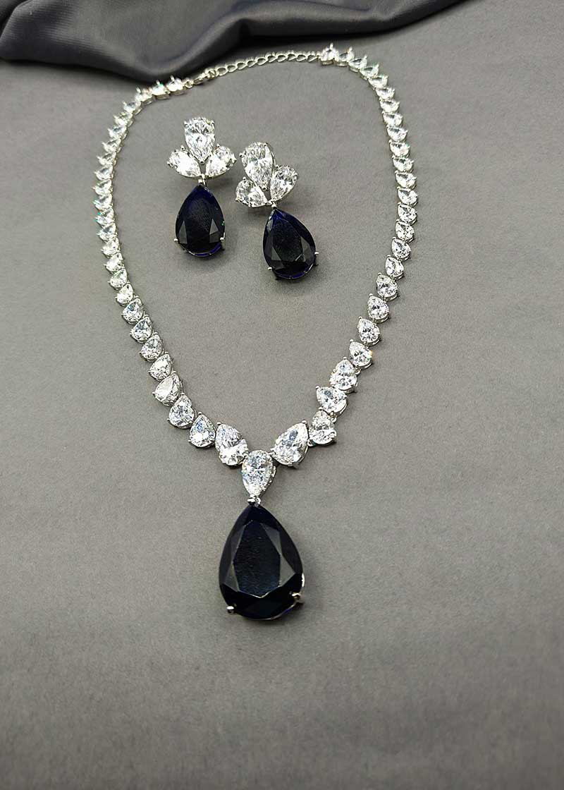 Cubic Zircon Tear Drop Designer Women's Necklace Set