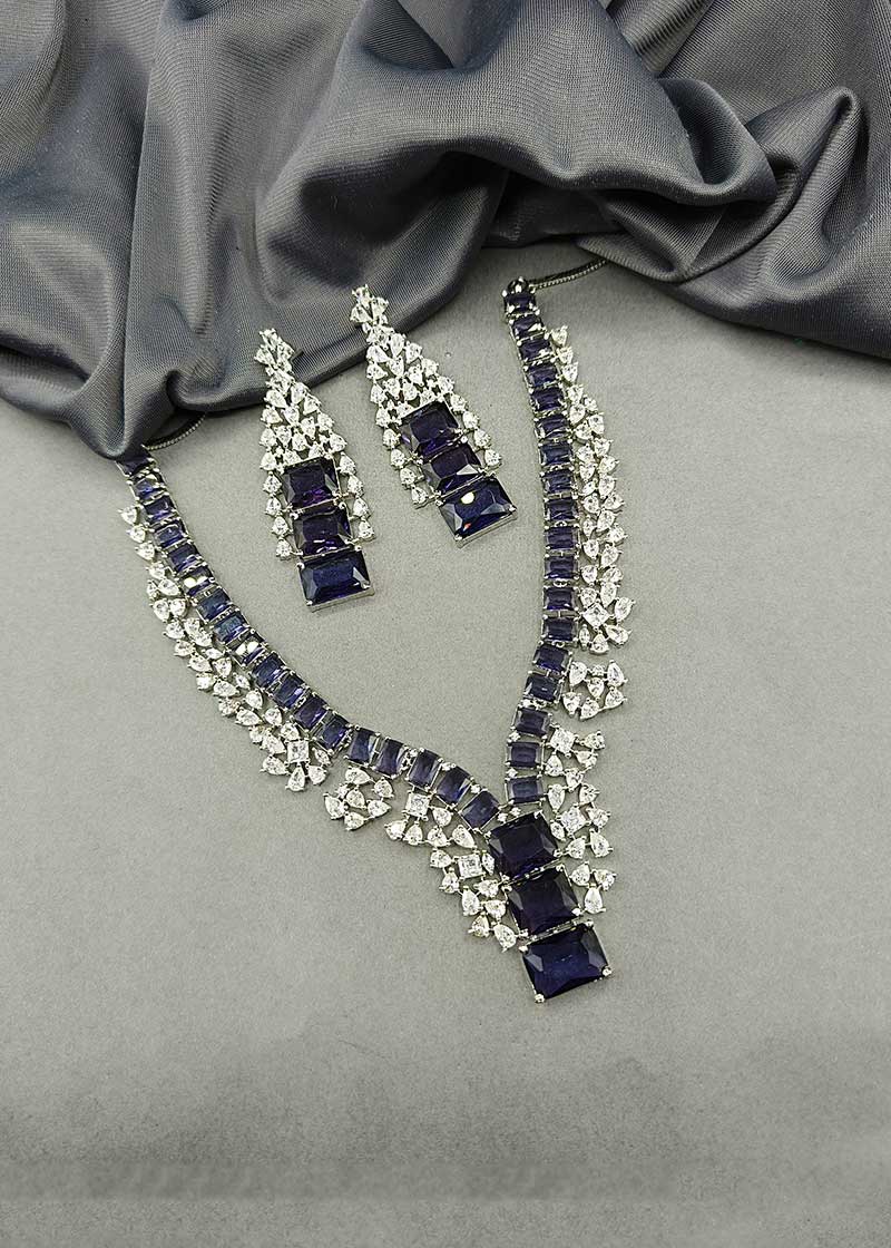 Multicolor Western Style Diamond Necklace Set