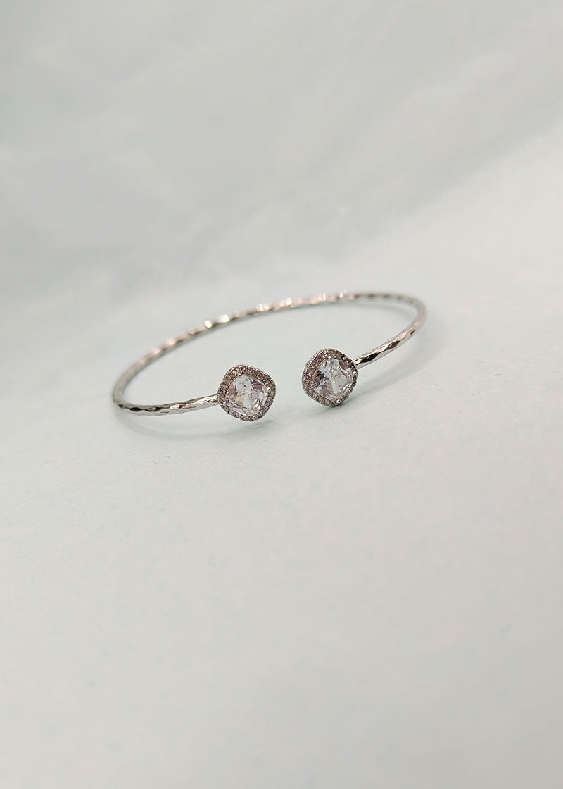Silver Plated Designer Diamond Kada Bracelet