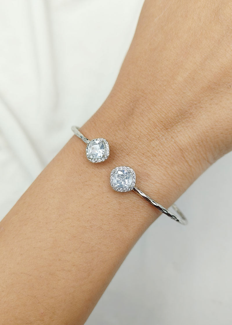 Silver Plated Designer Diamond Kada Bracelet