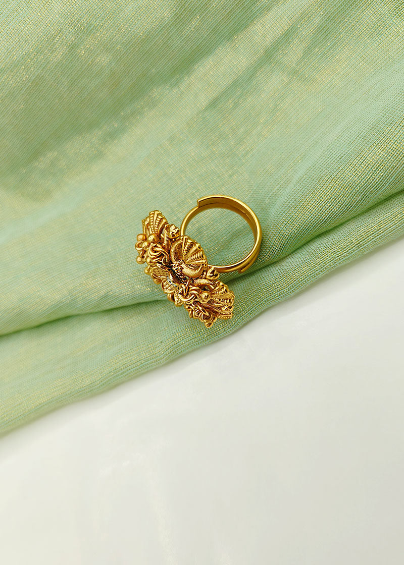Big Antique Flower Shape Women Adjustable Ring