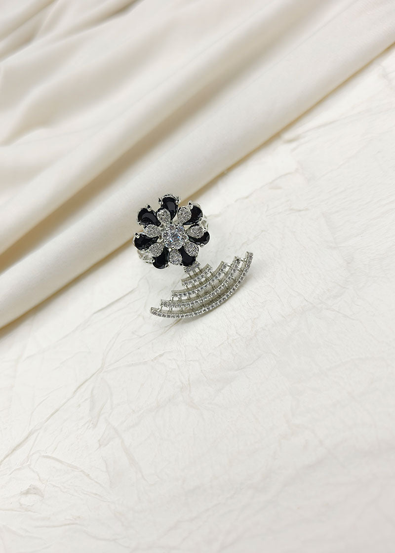 Unique Flower Design Cubic Zircon Women Adjustable Finger Ring