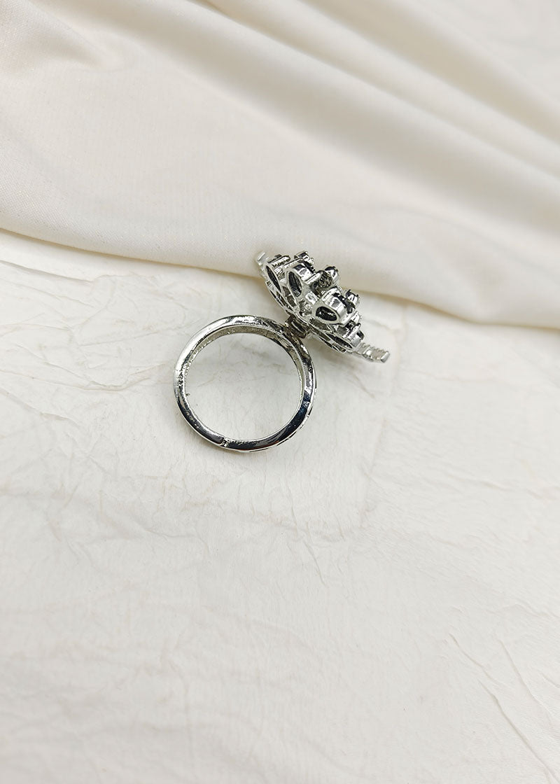 Unique Flower Design Cubic Zircon Women Adjustable Finger Ring