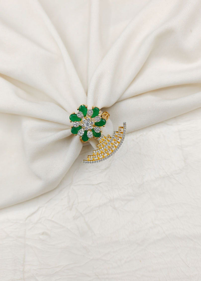 Unique Flower Design Cubic Zircon Women Adjustable Finger Ring