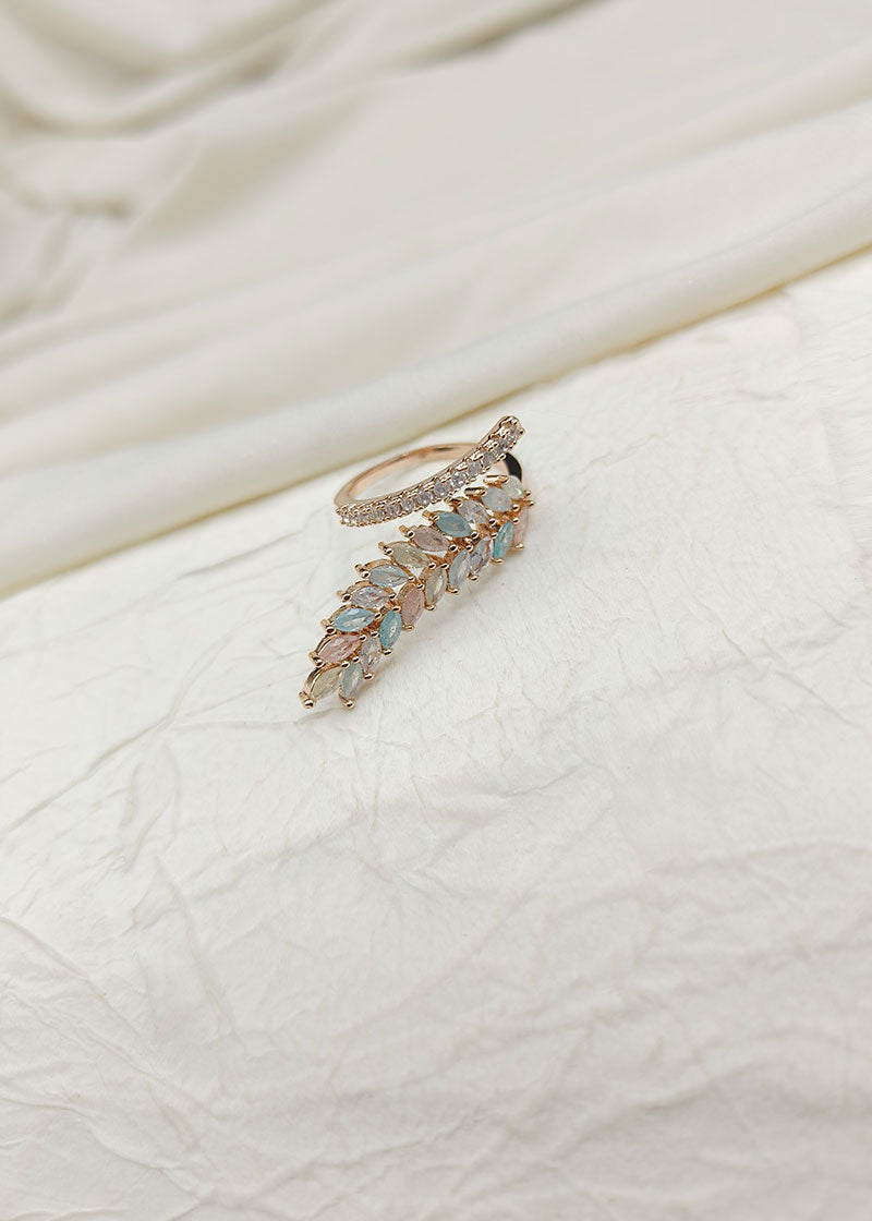 Delicate Rose Gold-Plated Leaf Design Women Adjustable Finger Ring