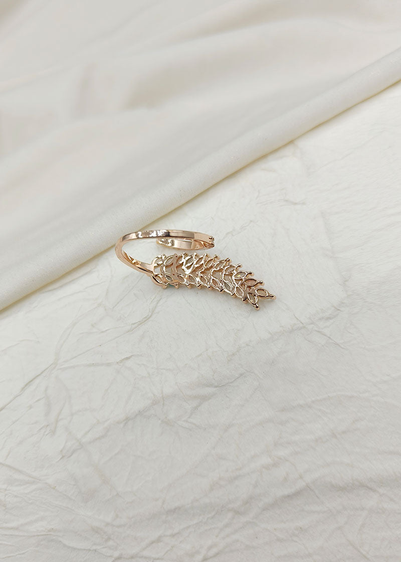 Delicate Rose Gold-Plated Leaf Design Women Adjustable Finger Ring