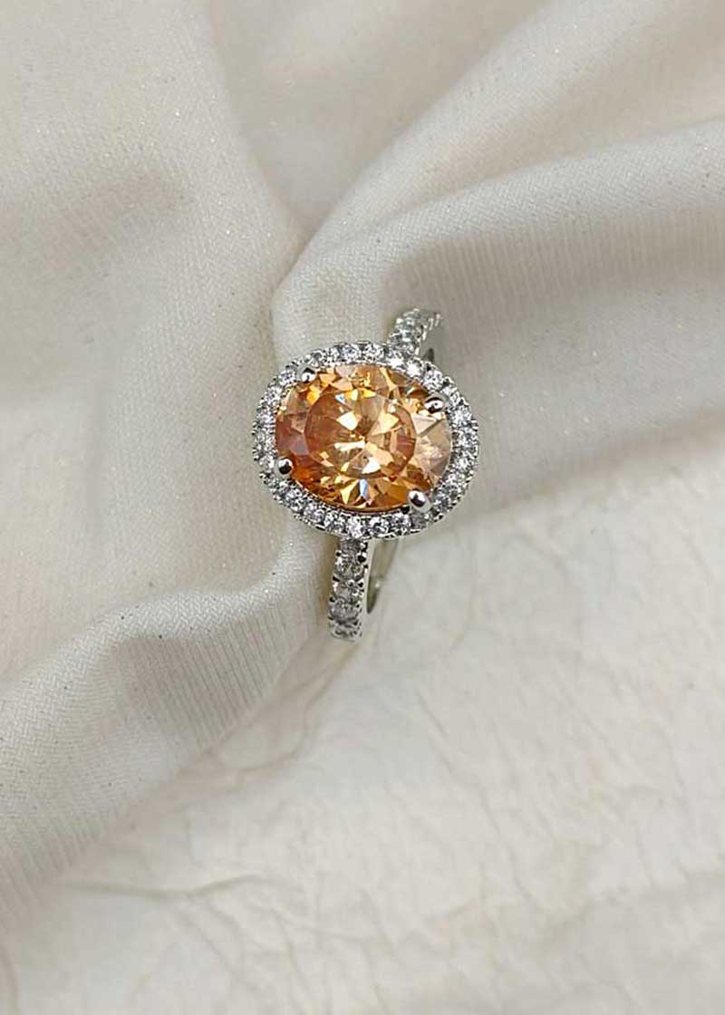 Delicate Single Color Stone Women Adjustable Finger Ring