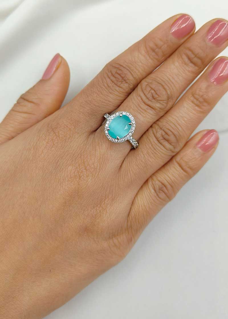 Delicate Single Color Stone Women Adjustable Finger Ring