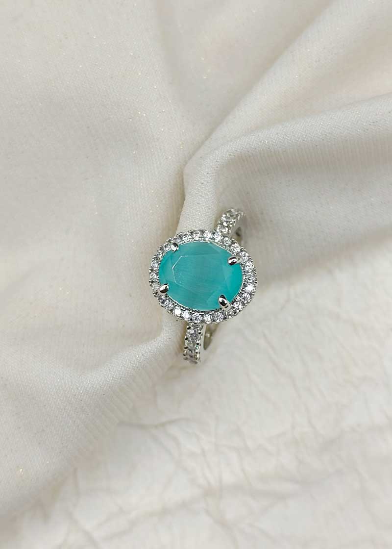 Delicate Single Color Stone Women Adjustable Finger Ring