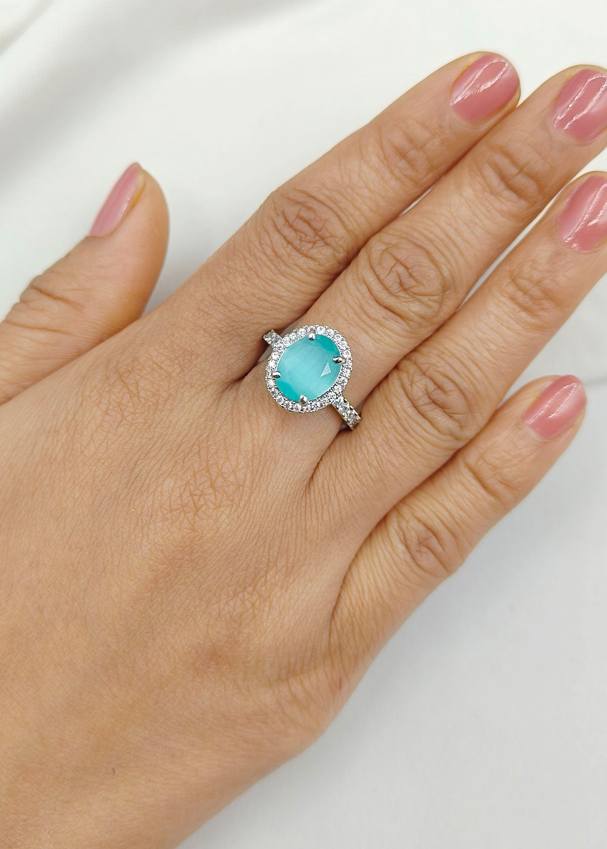 Delicate Single Color Stone Women Adjustable Finger Ring