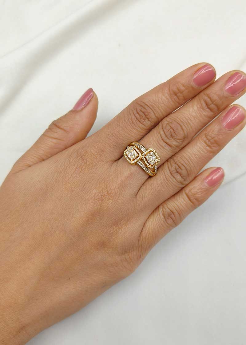 Designer Two Cubic Zircon Women Adjustable Finger Ring