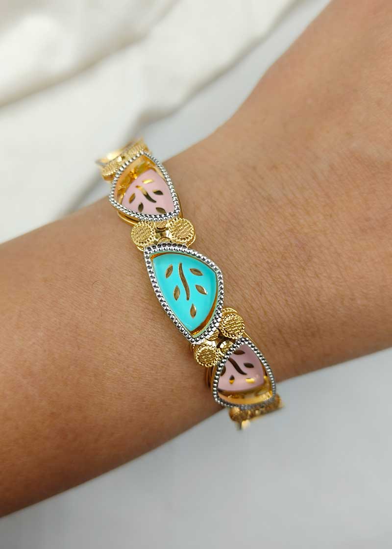 1 Gram Gold Meenakari Beautiful Double Layered Gold-Plated Bangles (Pair)