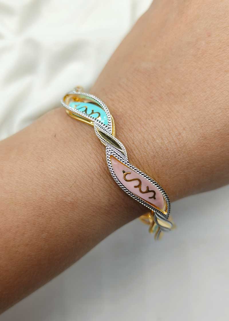 1 Gram Gold Meenakari Unique Wave Design Gold-Plated Bangles (Pair)