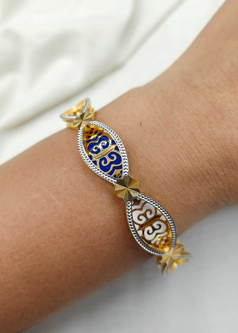 1 Gram Gold Meenakari Blue Butterfly Design Gold-Plated Bangles (Pair)
