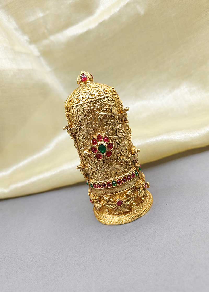 Antique Gold-Plated Ram Darbar Sindoor Box / Kumkum Box