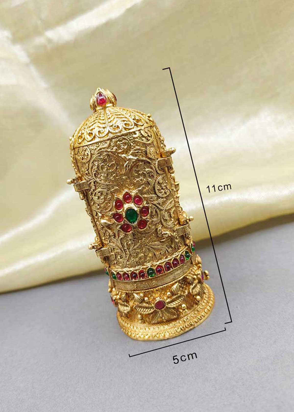 Antique Gold-Plated Ram Darbar Sindoor Box / Kumkum Box