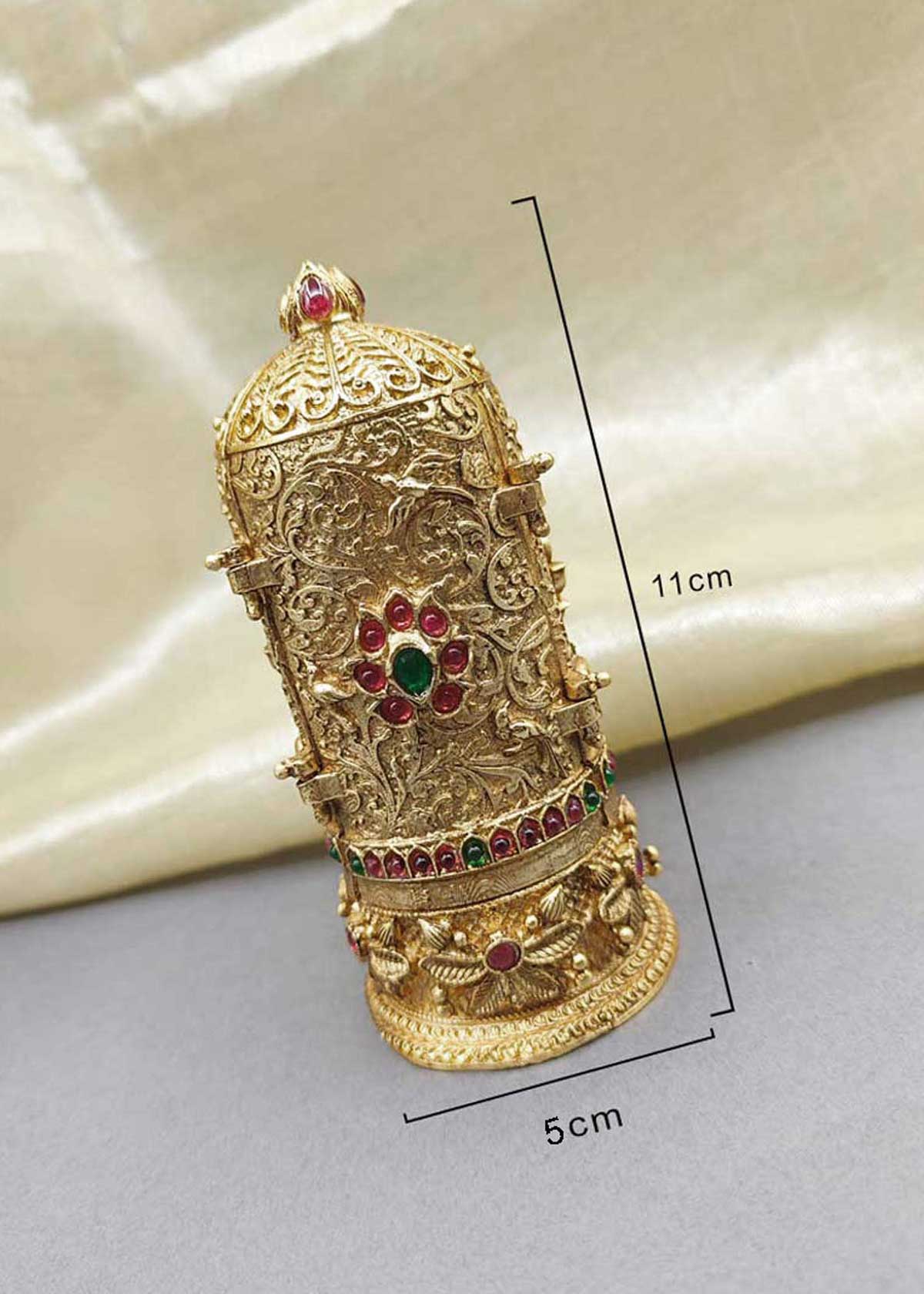 Antique Gold-Plated Ram Darbar Sindoor Box / Kumkum Box