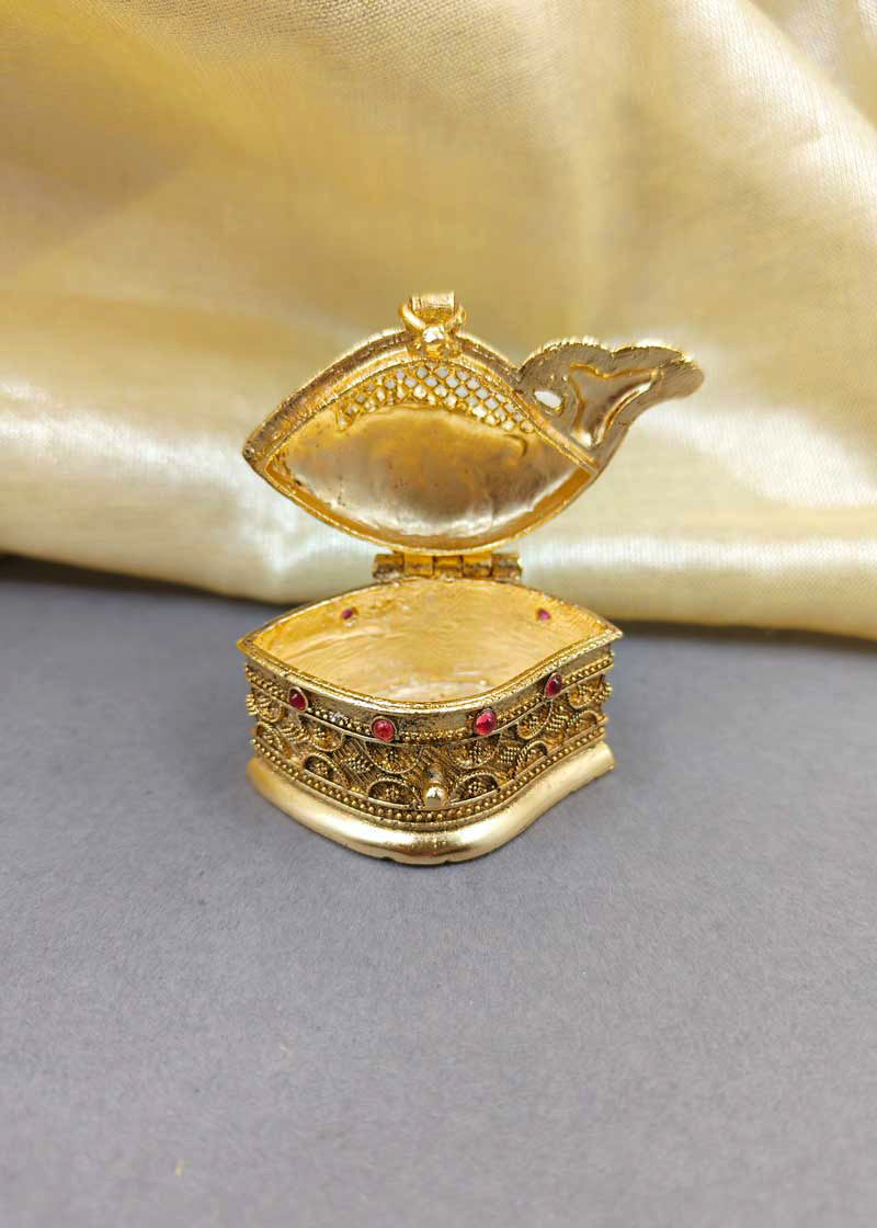 Fish Design Gold Plated Kumkum Box / Sindoor Box