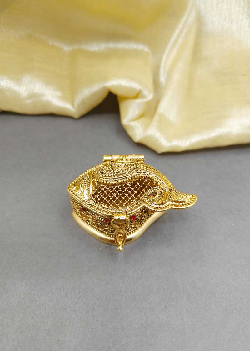 Fish Design Gold Plated Kumkum Box / Sindoor Box